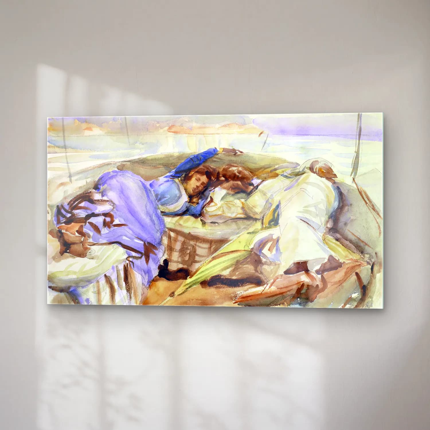 John Singer Sargent – Two Figures in a Boat, Isola Bella, Italy cam tablo — sağ açıdan görünüm