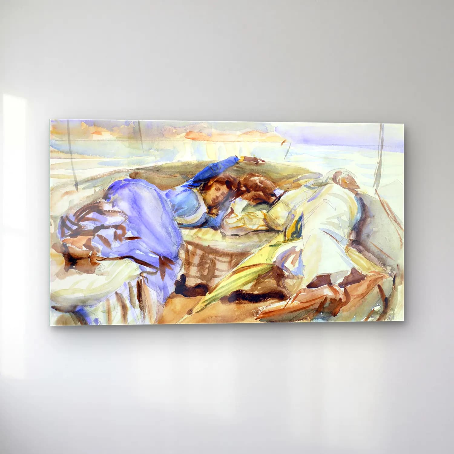 John Singer Sargent – Two Figures in a Boat, Isola Bella, Italy cam tablo — sol açıdan görünüm