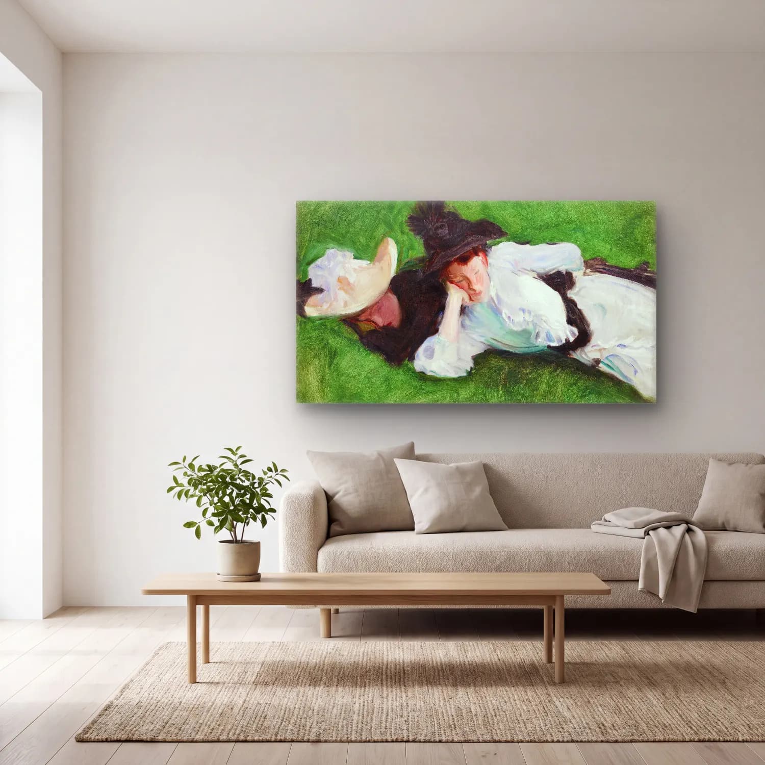 John Singer Sargent – Two Girls on a Lawn cam tablo — açık renk salonda