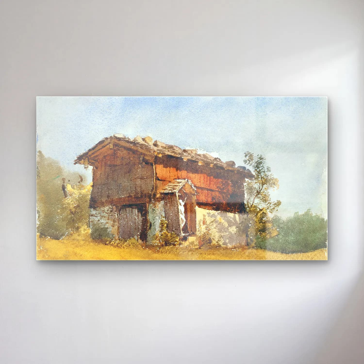 John Singer Sargent – Tyrolean Shrine cam tablo — John Singer Sargent – Tyrolean Shrine — suluboya kır evi