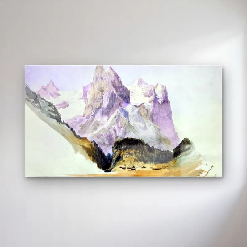John Singer Sargent – Wellhorn and Wetterhorn from Brunig cam tablo — John Singer Sargent – Wellhorn and Wetterhorn from Brunig — suluboya dağ manzarası