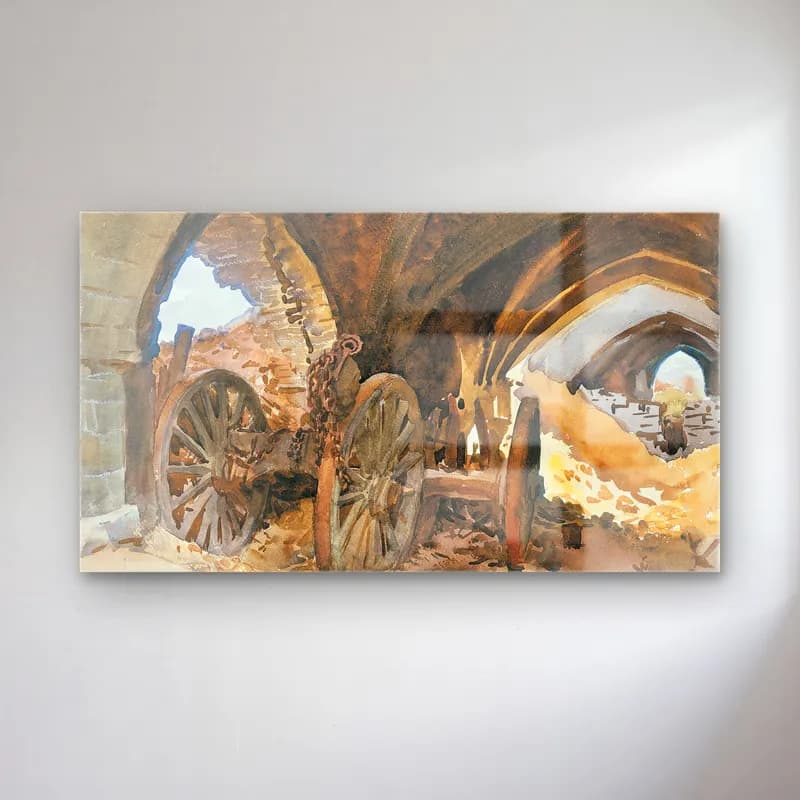 John Singer Sargent – Wheels in Vault cam tablo — John Singer Sargent – Wheels in Vault — suluboya savaş sahnesi