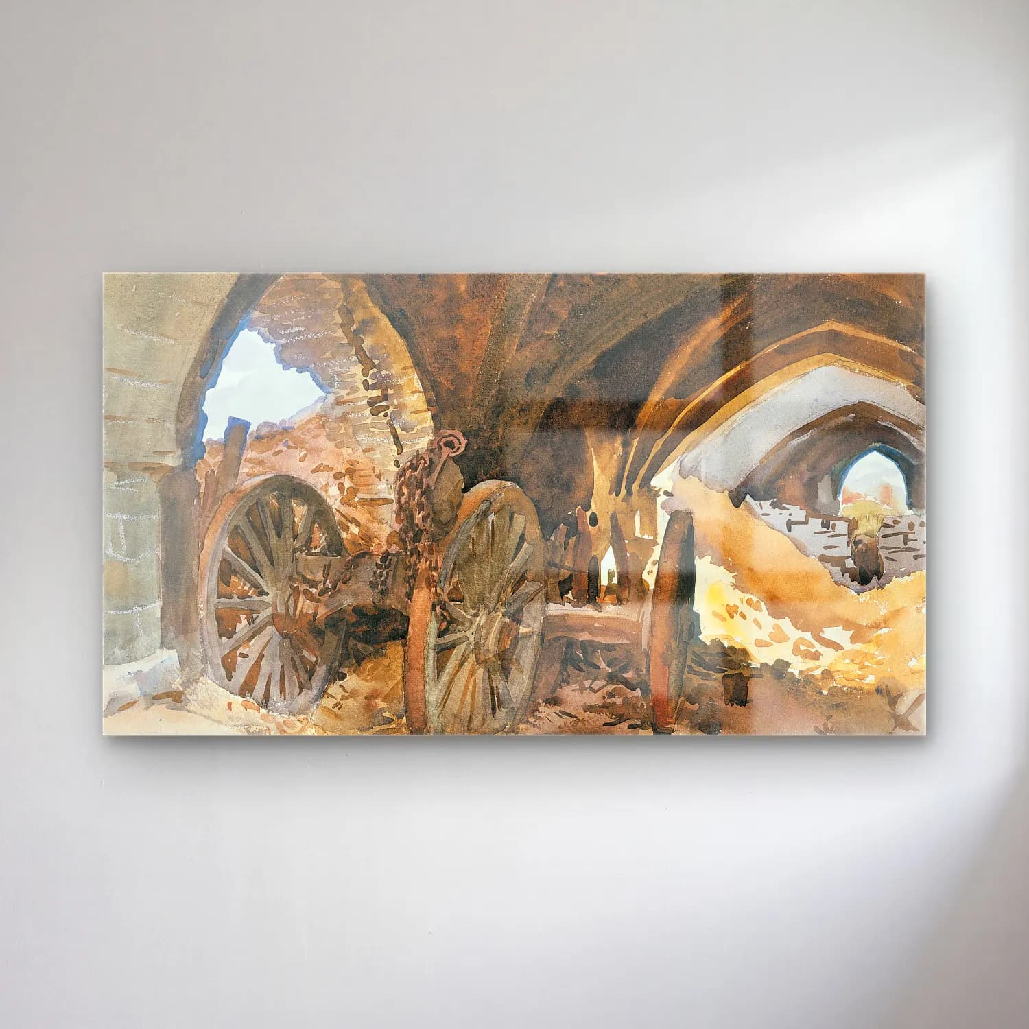 John Singer Sargent – Wheels in Vault cam tablo — John Singer Sargent – Wheels in Vault — suluboya savaş sahnesi