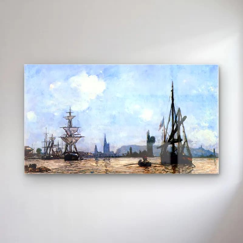 Johan Barthold Jongkind – View of Rouen cam tablo — Johan Barthold Jongkind – View of Rouen — empresyonist liman ve tekneler