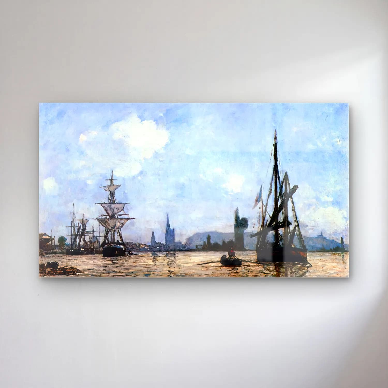 Johan Barthold Jongkind – View of Rouen cam tablo — Johan Barthold Jongkind – View of Rouen — empresyonist liman ve tekneler