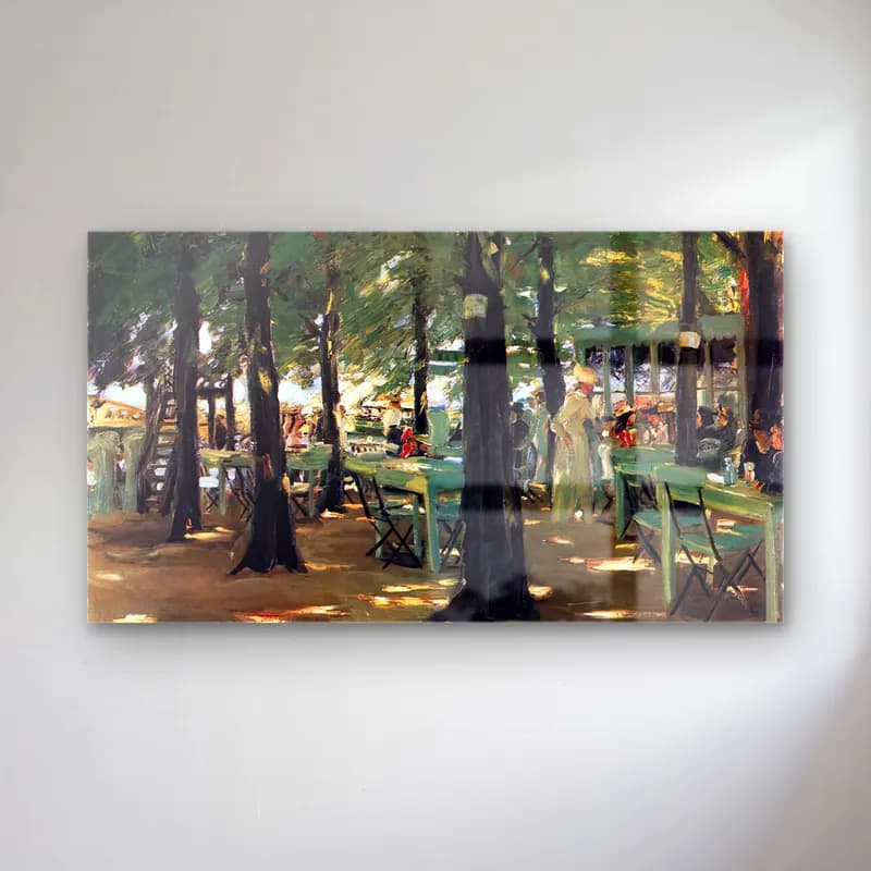 Max Liebermann – De Oude Vinck Restaurant, Leiden cam tablo — Max Liebermann – De Oude Vinck Restaurant, Leiden — empresyonist kafeli avrupa sokağı