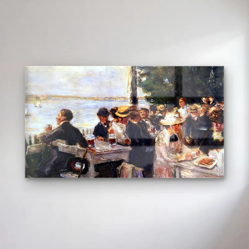Max Liebermann – Garden Restaurant on the Havel (detail) cam tablo — Max Liebermann – Garden Restaurant on the Havel (detail) — empresyonist sahilde i̇nsanlar