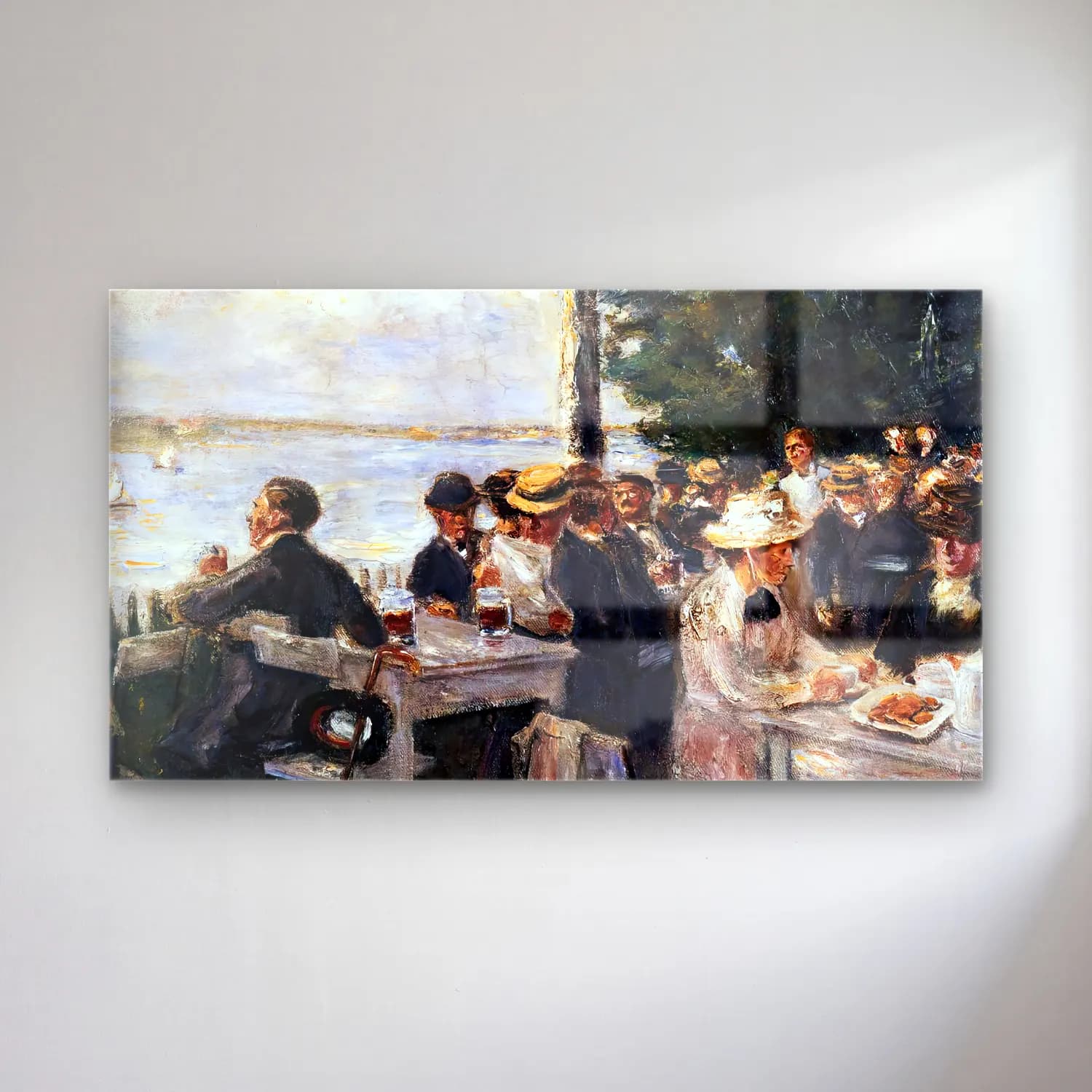 Max Liebermann – Garden Restaurant on the Havel (detail) cam tablo — Max Liebermann – Garden Restaurant on the Havel (detail) — empresyonist sahilde i̇nsanlar