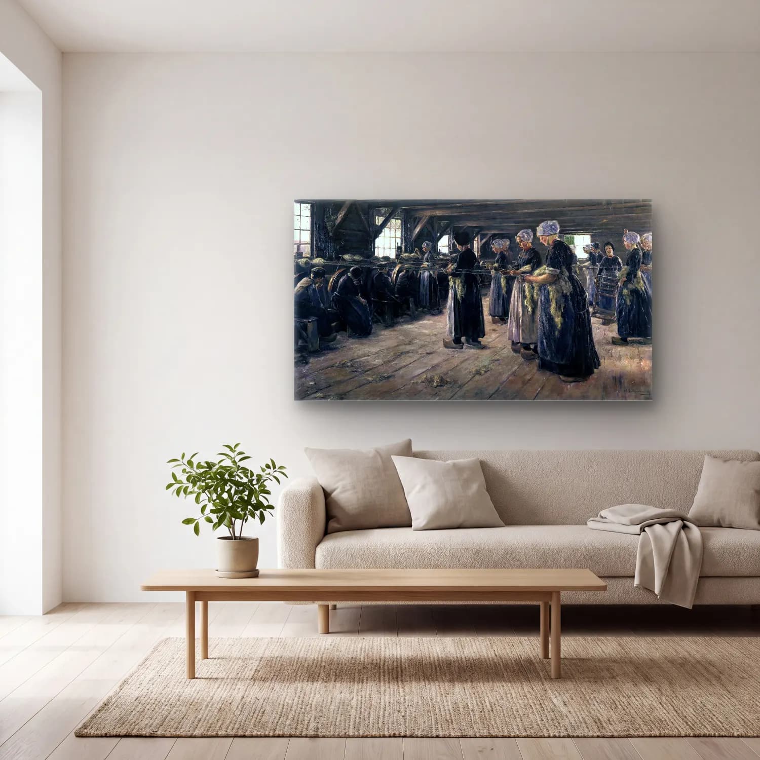 Max Liebermann – The Flax Barn at Laren cam tablo — açık renk salonda
