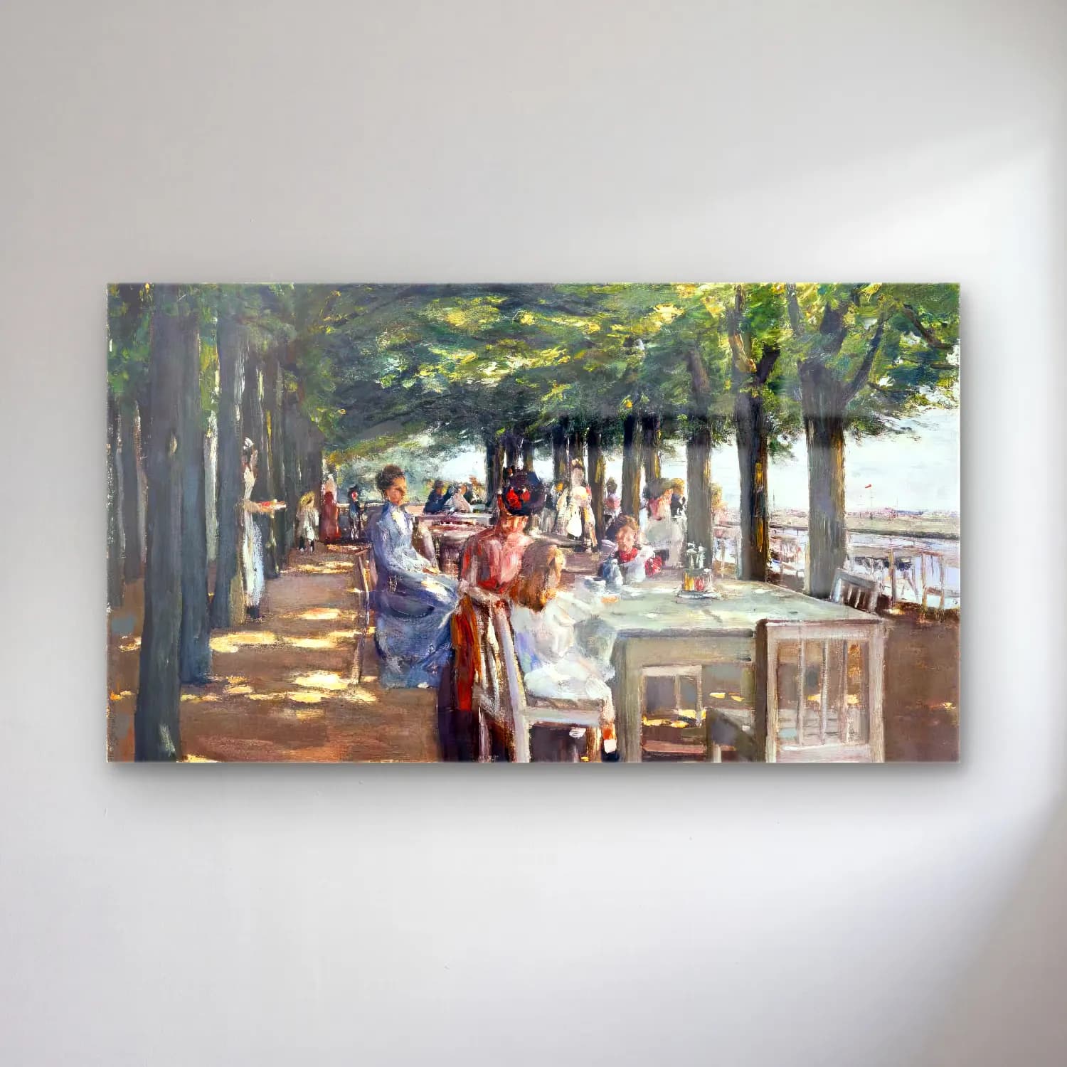 Max Liebermann – The Terrace at Jacob s Restaurant in Nienstedten-an-der-Elbe cam tablo — Max Liebermann – The Terrace at Jacob s Restaurant in Nienstedten-an-der-Elbe — empresyonist kafeli avrupa sokağı