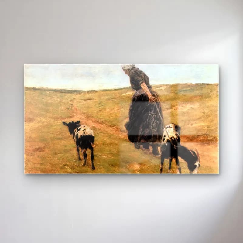 Max Liebermann – Woman with Goats cam tablo — Max Liebermann – Woman with Goats — empresyonist koyun