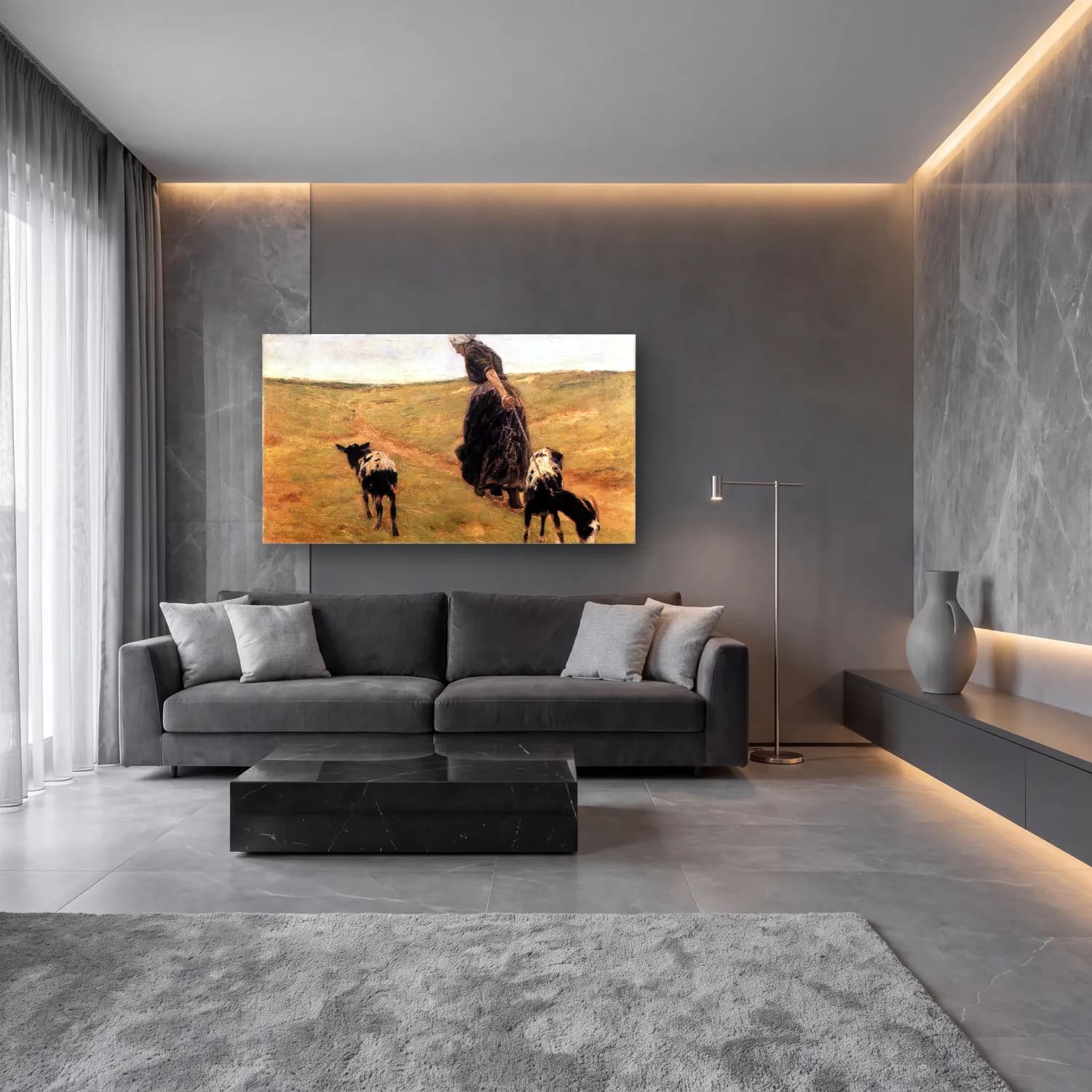 Max Liebermann – Woman with Goats cam tablo — lüks salon duvarında