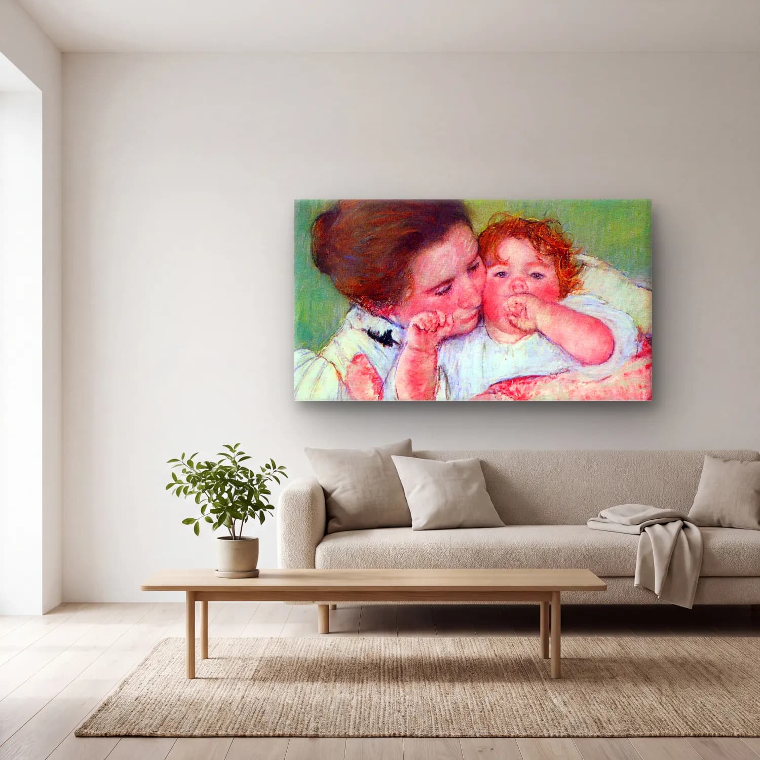 Mary Cassatt – Anne Klein, from the mother embraces cam tablo — açık renk salonda