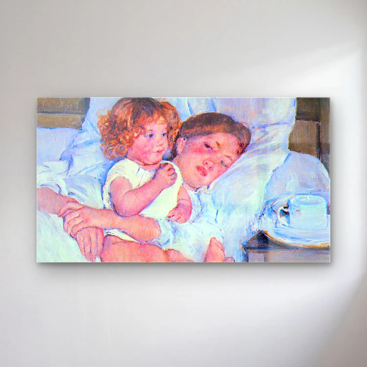 Mary Cassatt – Breakfast in bed cam tablo — Mary Cassatt – Breakfast in bed — empresyonist anne ve çocuk