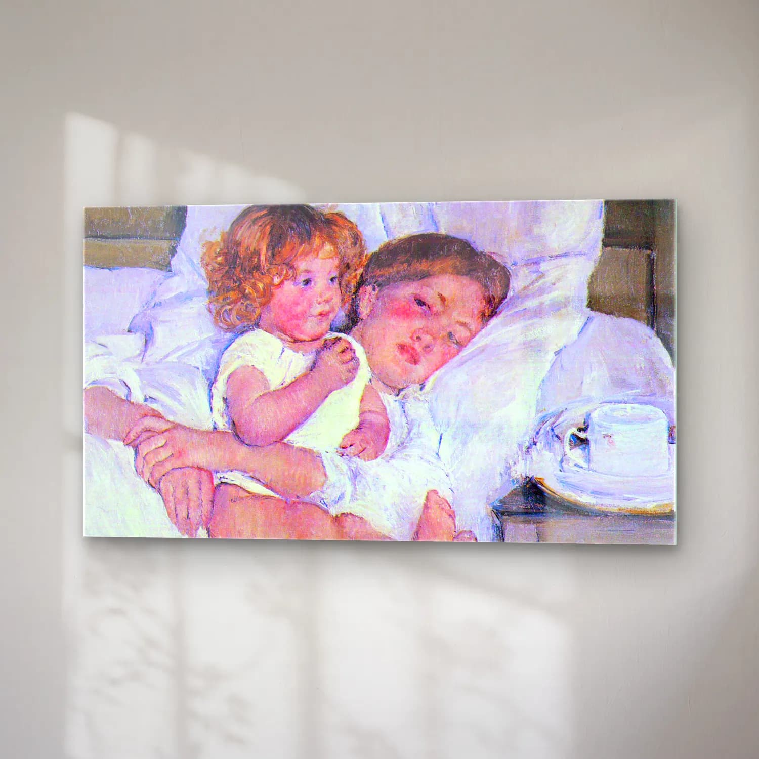 Mary Cassatt – Breakfast in bed cam tablo — sağ açıdan görünüm