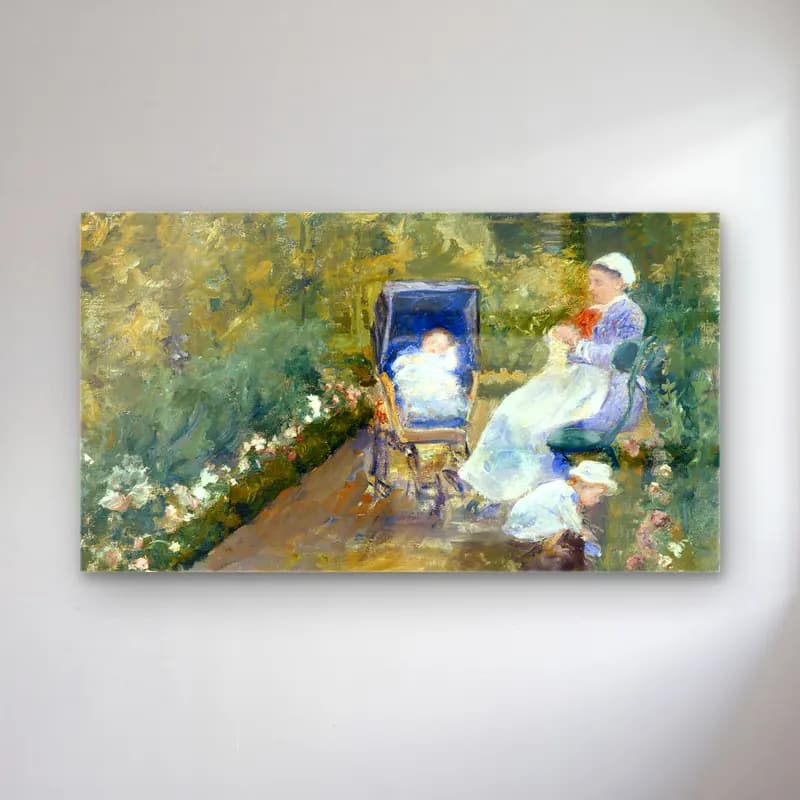 Mary Cassatt – Cassatt - Children in the garden with nanny cam tablo — Mary Cassatt – Cassatt - Children in the garden with nanny — empresyonist anne ve çocuk