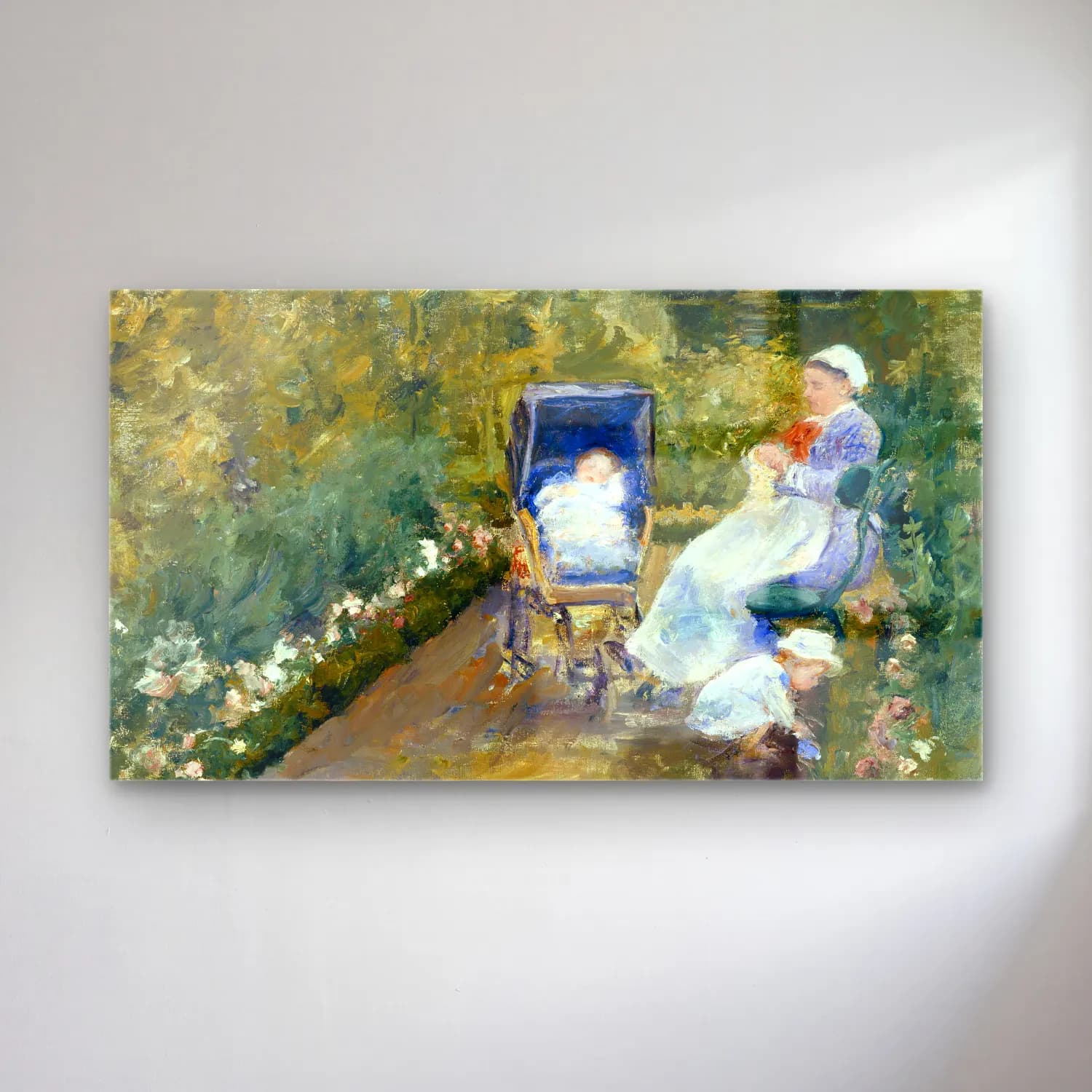 Mary Cassatt – Cassatt - Children in the garden with nanny cam tablo — Mary Cassatt – Cassatt - Children in the garden with nanny — empresyonist anne ve çocuk