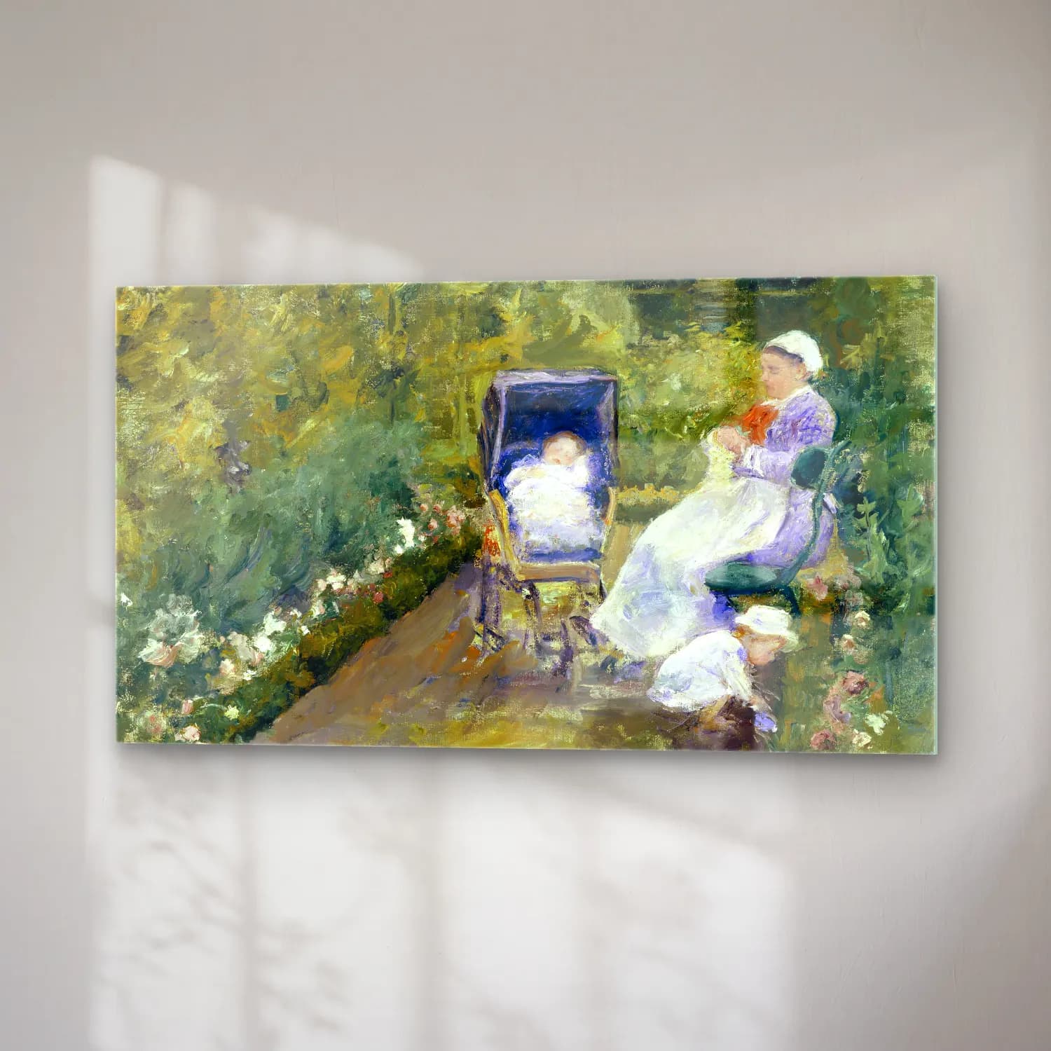 Mary Cassatt – Cassatt - Children in the garden with nanny cam tablo — sağ açıdan görünüm