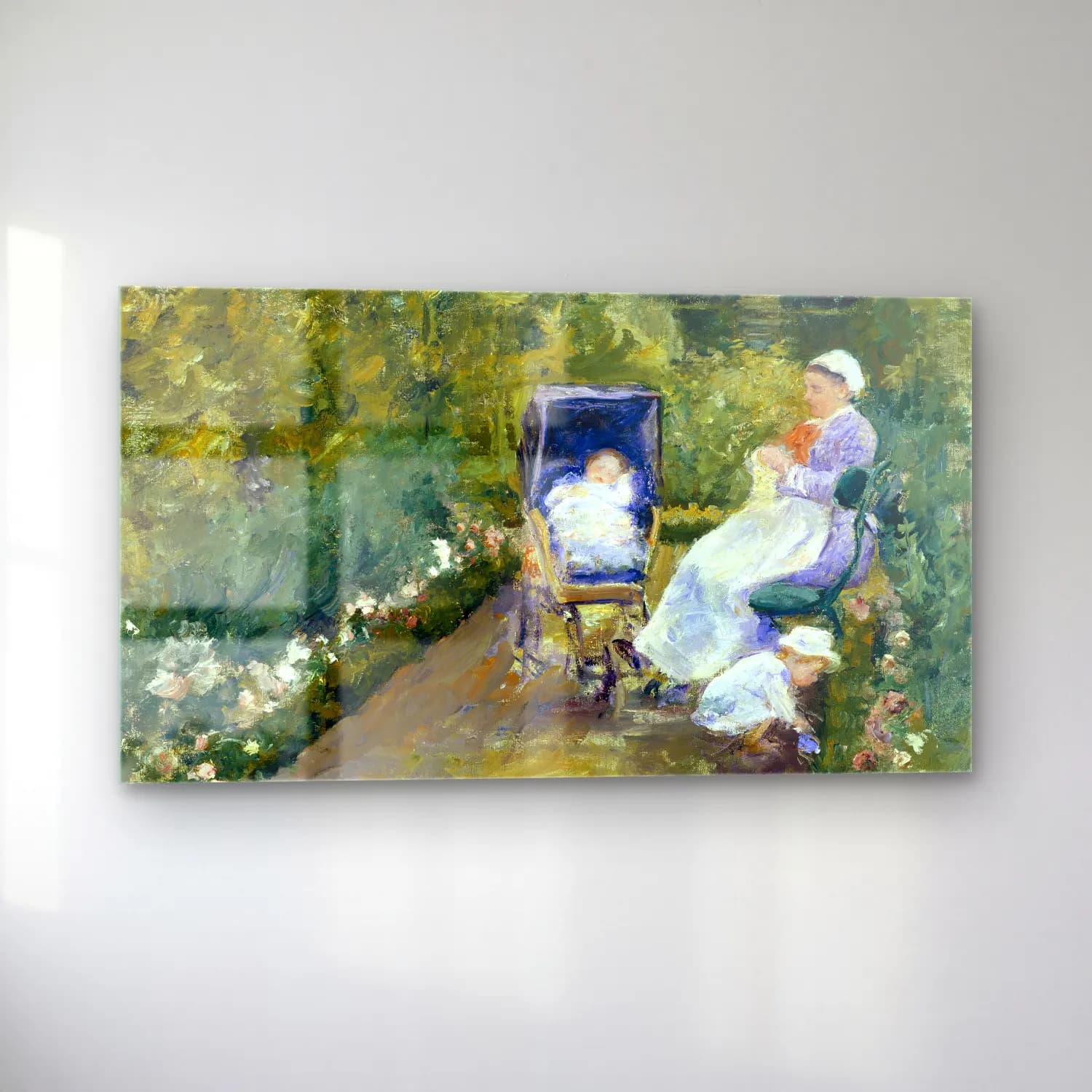 Mary Cassatt – Cassatt - Children in the garden with nanny cam tablo — sol açıdan görünüm