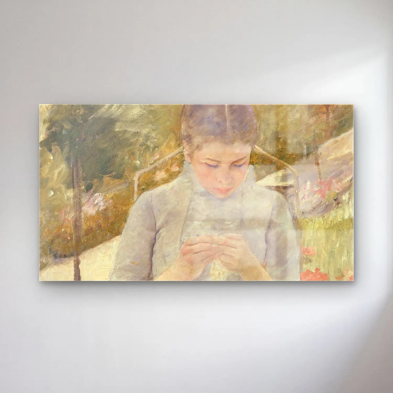 Mary Cassatt – Cassatt - Girl in the Garden cam tablo — Mary Cassatt – Cassatt - Girl in the Garden — empresyonist kitap okuyan kadın