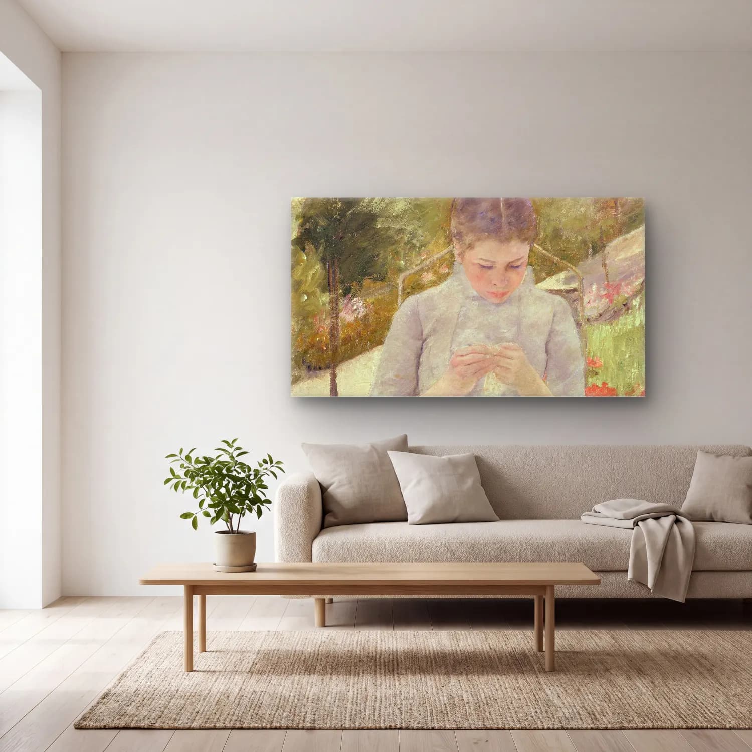 Mary Cassatt – Cassatt - Girl in the Garden cam tablo — açık renk salonda