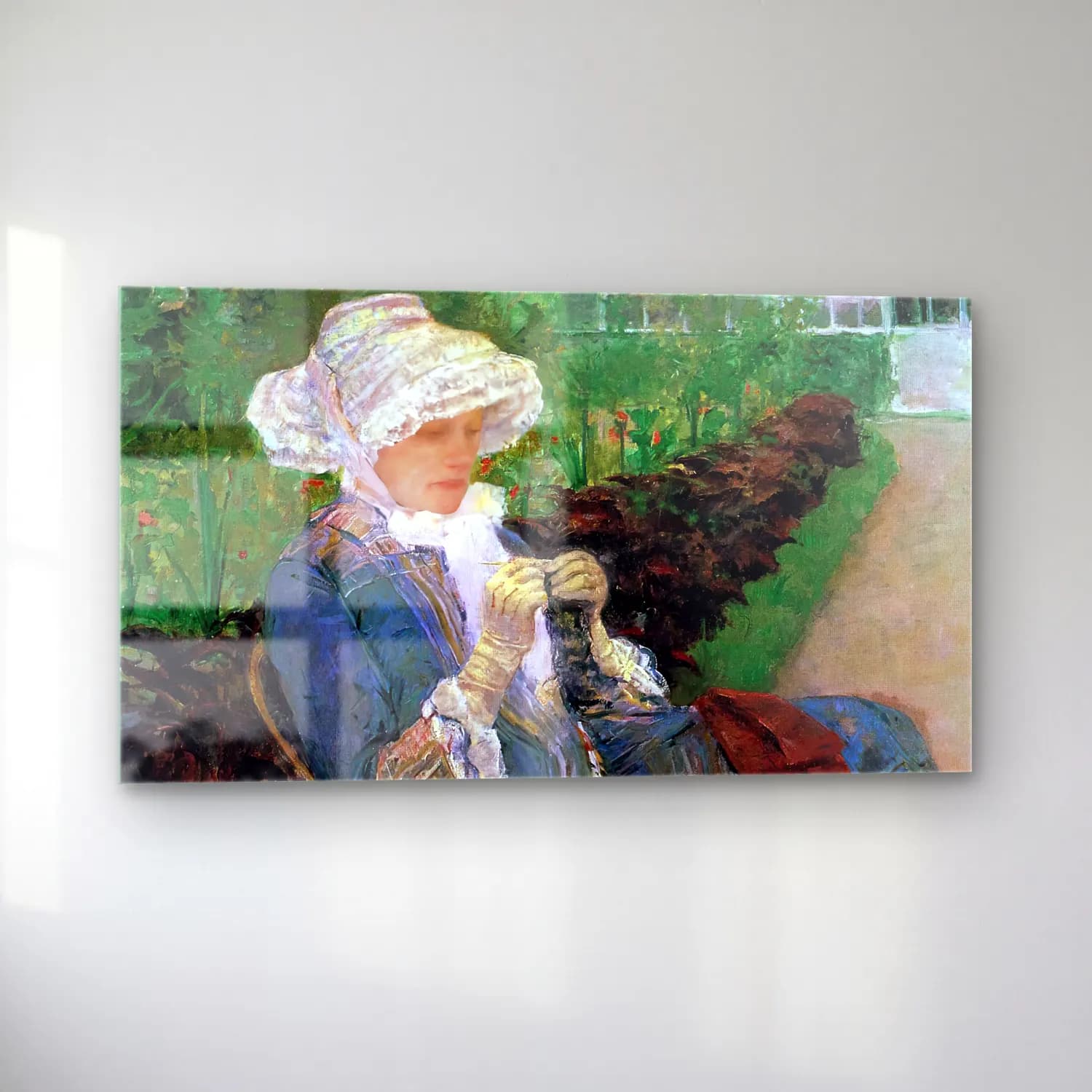 Mary Cassatt – Cassatt, Mary - Lydia Crocheting in the Garden at Marly cam tablo — sol açıdan görünüm