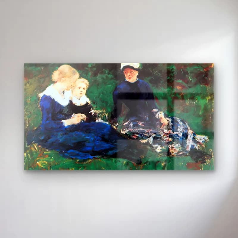 Mary Cassatt – Cassatt, Mary - On the Meadow cam tablo — Mary Cassatt – Cassatt, Mary - On the Meadow — empresyonist anne ve çocuk