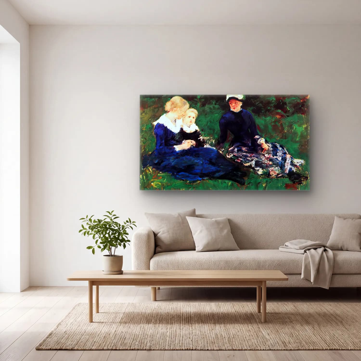 Mary Cassatt – Cassatt, Mary - On the Meadow cam tablo — açık renk salonda