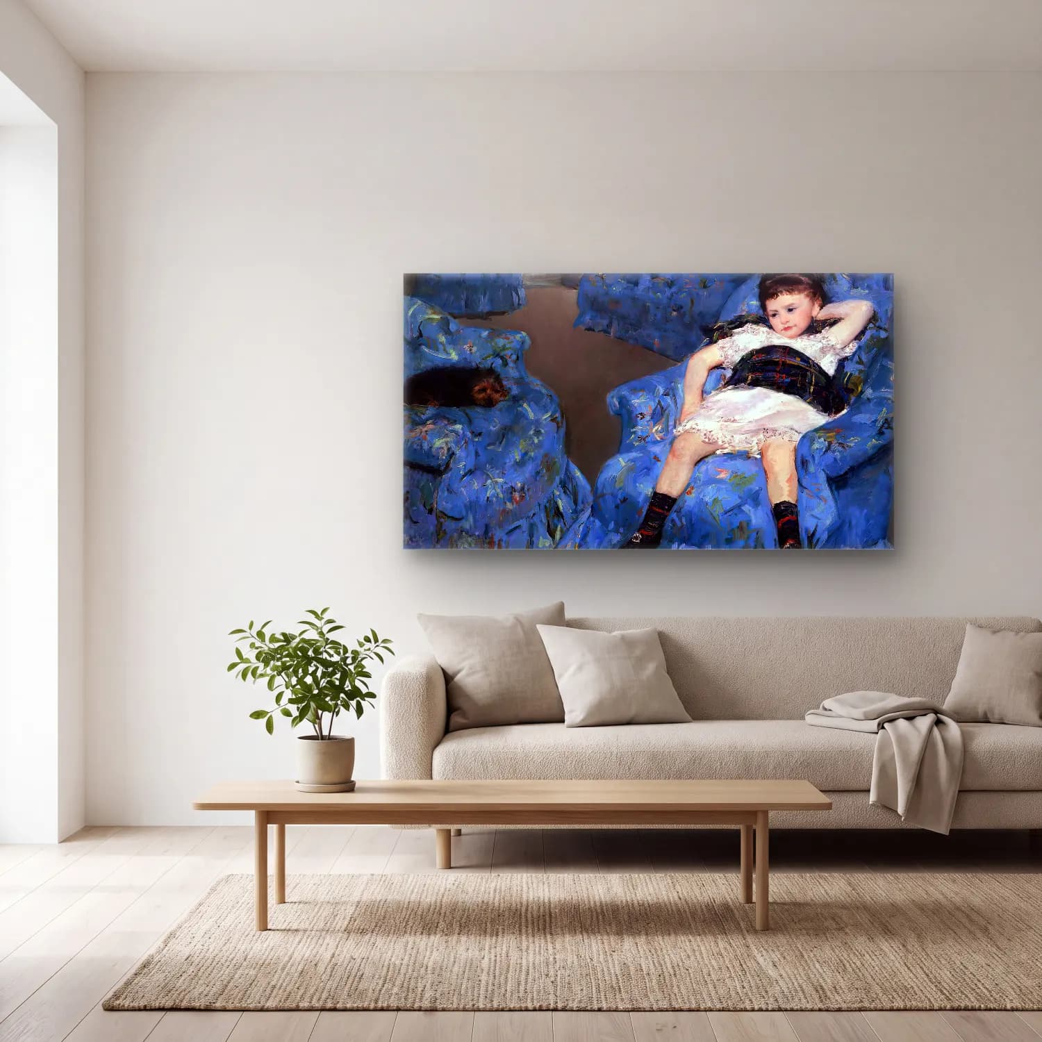 Mary Cassatt – Cassatt, Mary - The Blue Room cam tablo — açık renk salonda