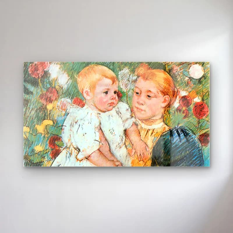 Mary Cassatt – In the garden cam tablo — Mary Cassatt – In the garden — empresyonist anne ve çocuk