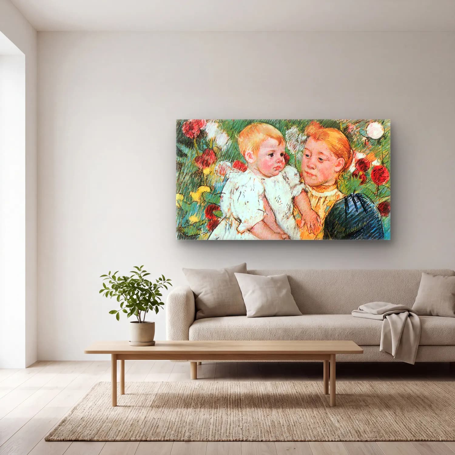 Mary Cassatt – In the garden cam tablo — açık renk salonda