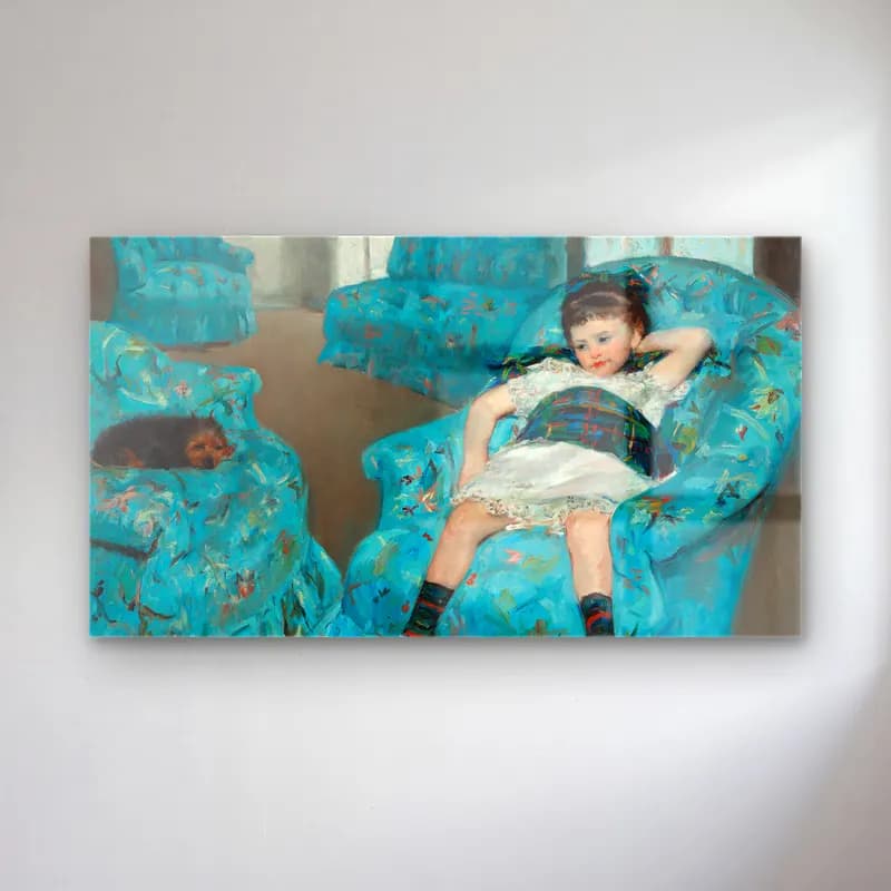 Mary Cassatt – Little Girl in a Blue Armchair cam tablo — Mary Cassatt – Little Girl in a Blue Armchair — empresyonist kız çocuğu portresi
