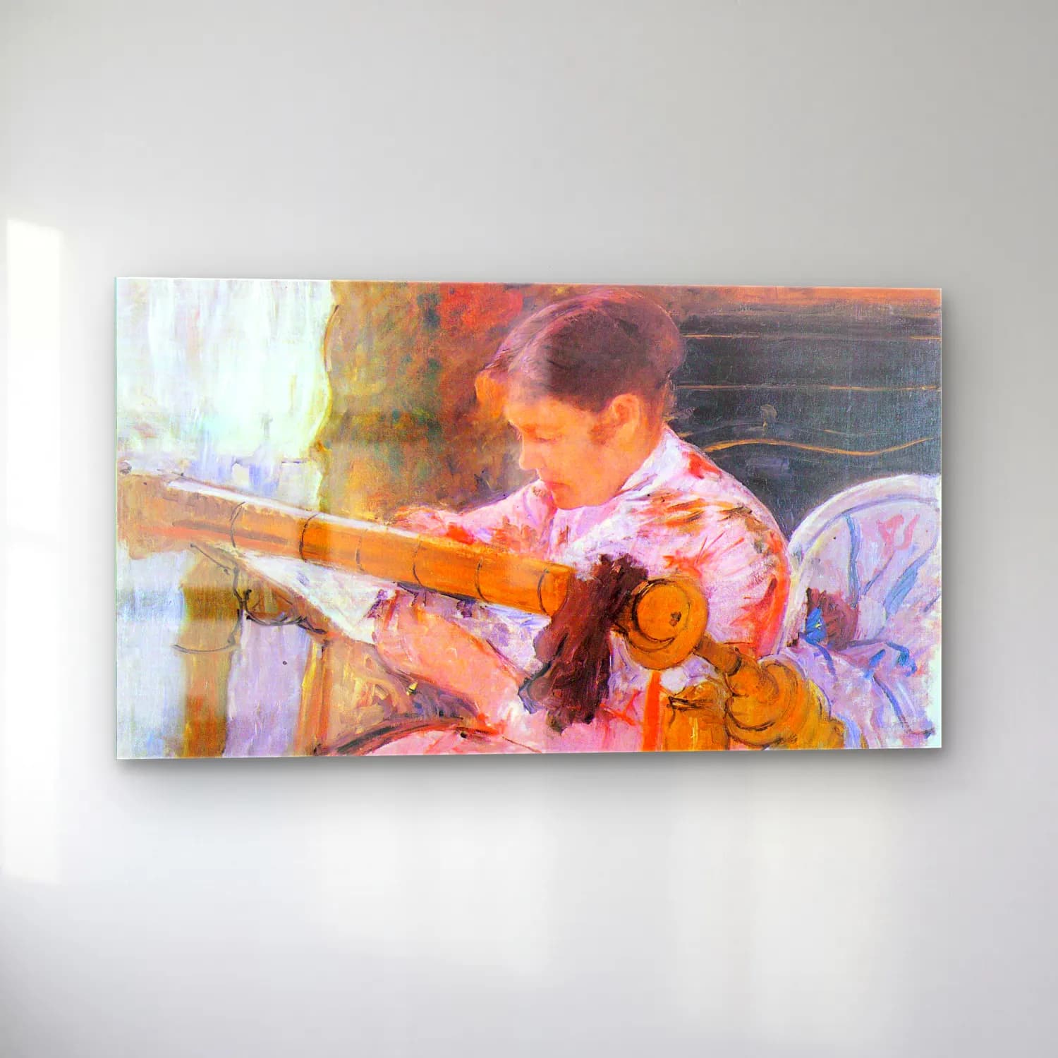 Mary Cassatt – Lydia at the cord framework cam tablo — sol açıdan görünüm