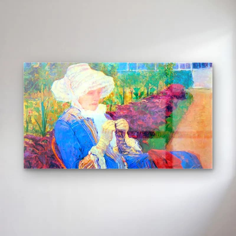 Mary Cassatt – Lydia in the garden of Marly cam tablo — Mary Cassatt – Lydia in the garden of Marly — empresyonist şapkalı kadın