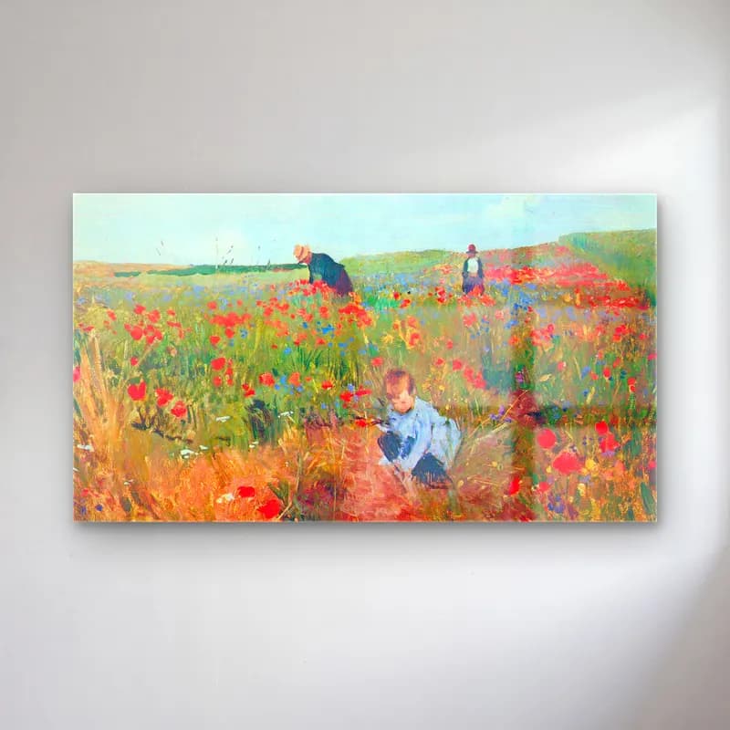 Mary Cassatt – Poppy in the field cam tablo — Mary Cassatt – Poppy in the field — empresyonist gelincik tarlası
