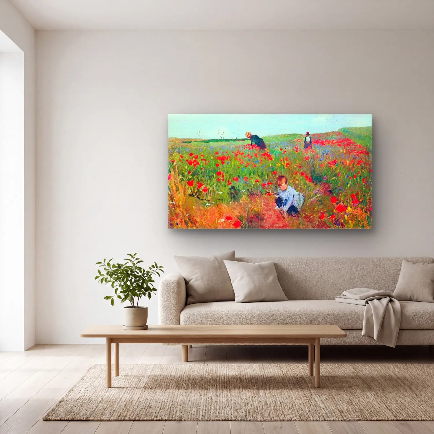 Mary Cassatt – Poppy in the field cam tablo — açık renk salonda