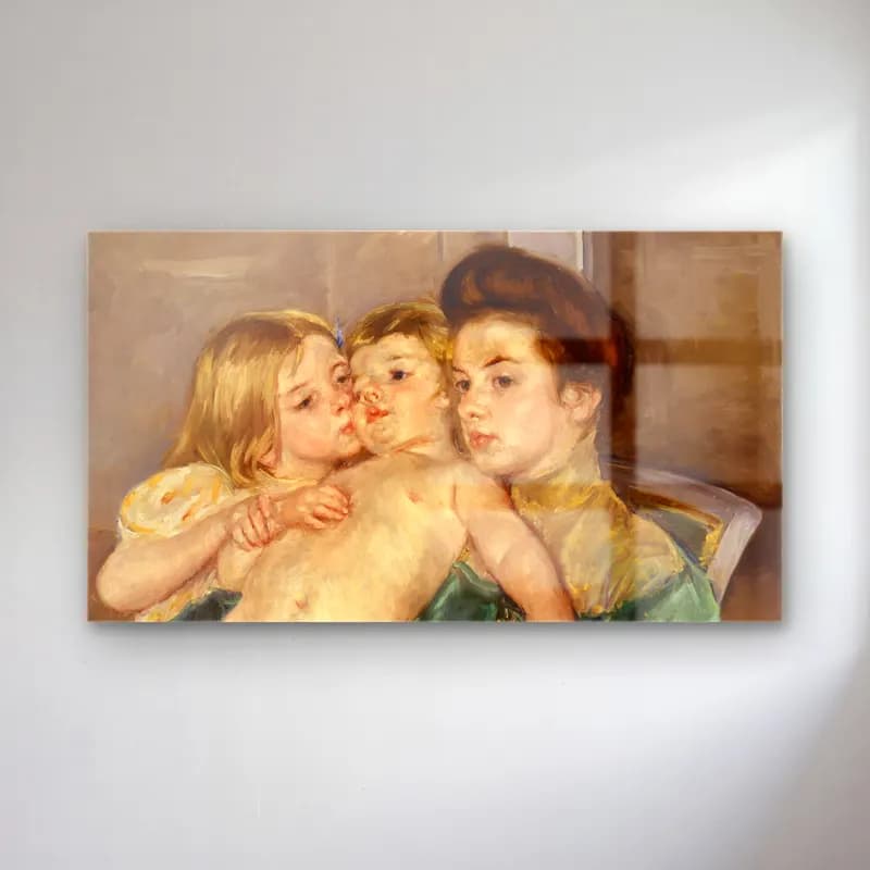 Mary Cassatt – The Caress cam tablo — Mary Cassatt – The Caress — empresyonist anne ve çocuk