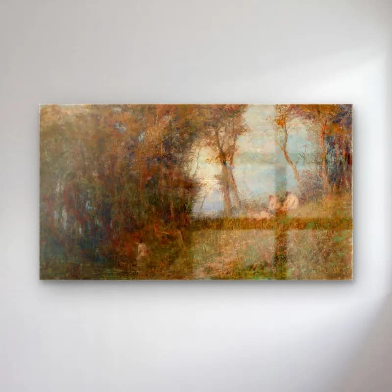 Frederick Mccubbin – Afterglow cam tablo — Frederick Mccubbin – Afterglow — empresyonist kırda nehir