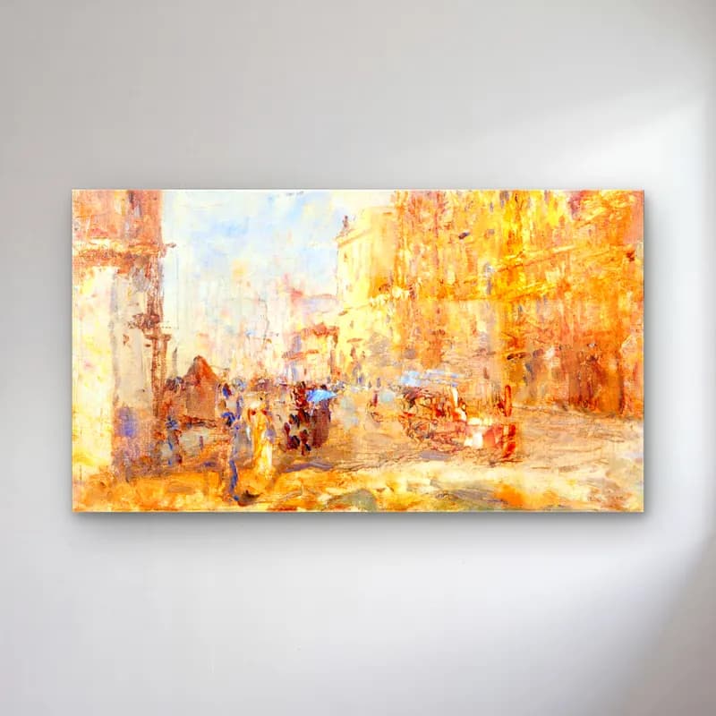 Frederick Mccubbin – Collins Street cam tablo — Frederick Mccubbin – Collins Street — empresyonist kafeli avrupa sokağı
