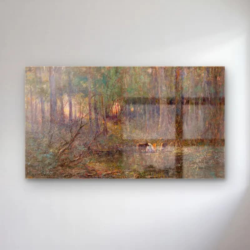Frederick Mccubbin – Violet and Gold cam tablo — Frederick Mccubbin – Violet and Gold — empresyonist kırda nehir