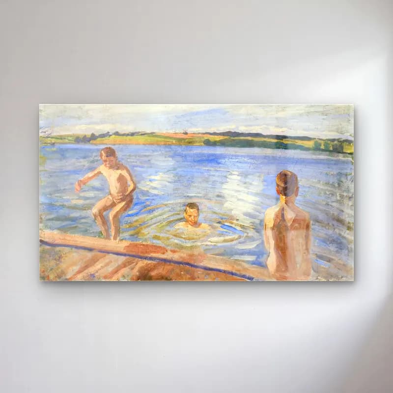 Peter Hansen – Boys Bathing cam tablo — Peter Hansen – Boys Bathing — empresyonist sahilde i̇nsanlar
