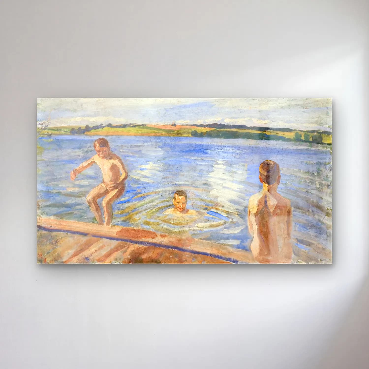 Peter Hansen – Boys Bathing cam tablo — Peter Hansen – Boys Bathing — empresyonist sahilde i̇nsanlar