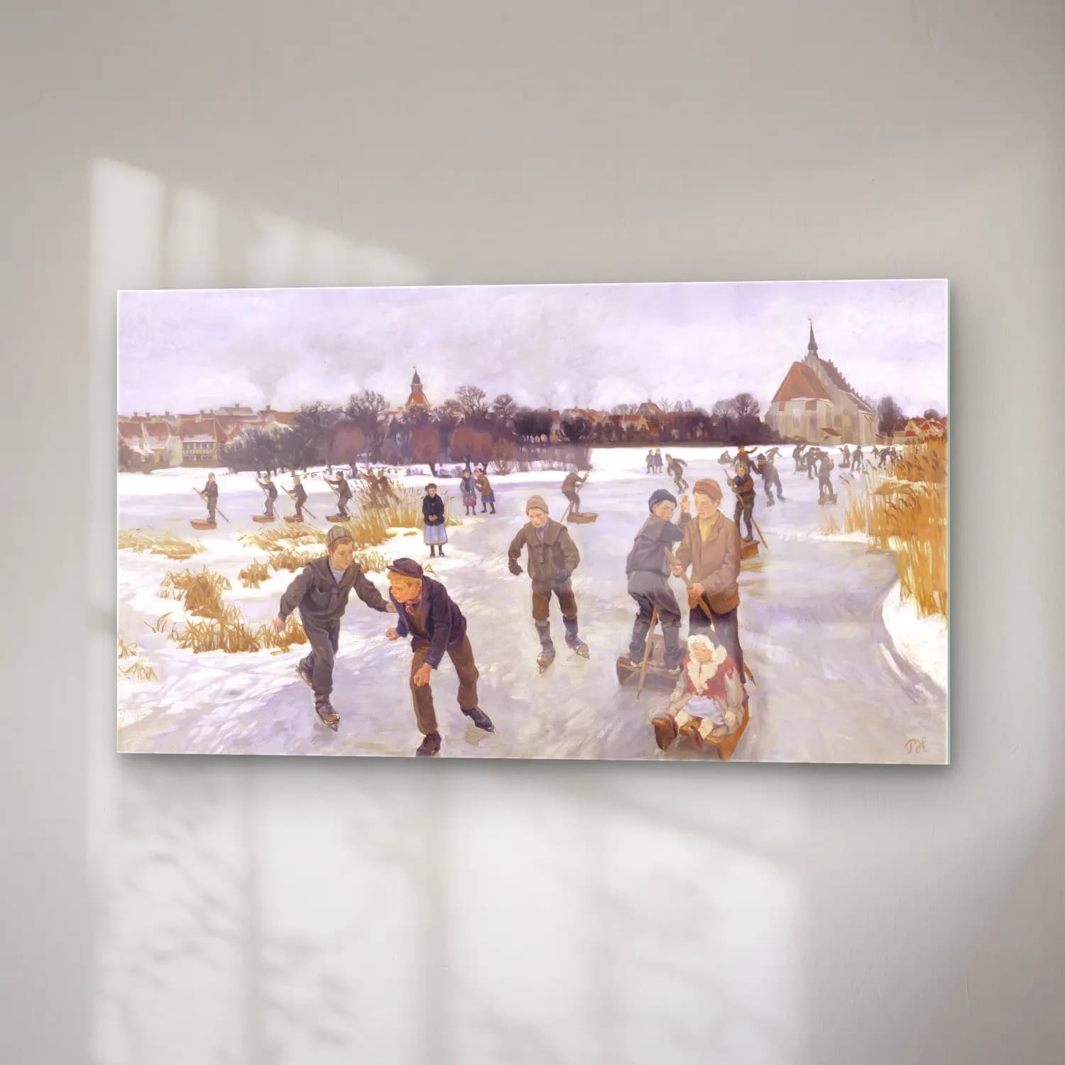 Peter Hansen – Children skating outside Fåborg cam tablo — sağ açıdan görünüm