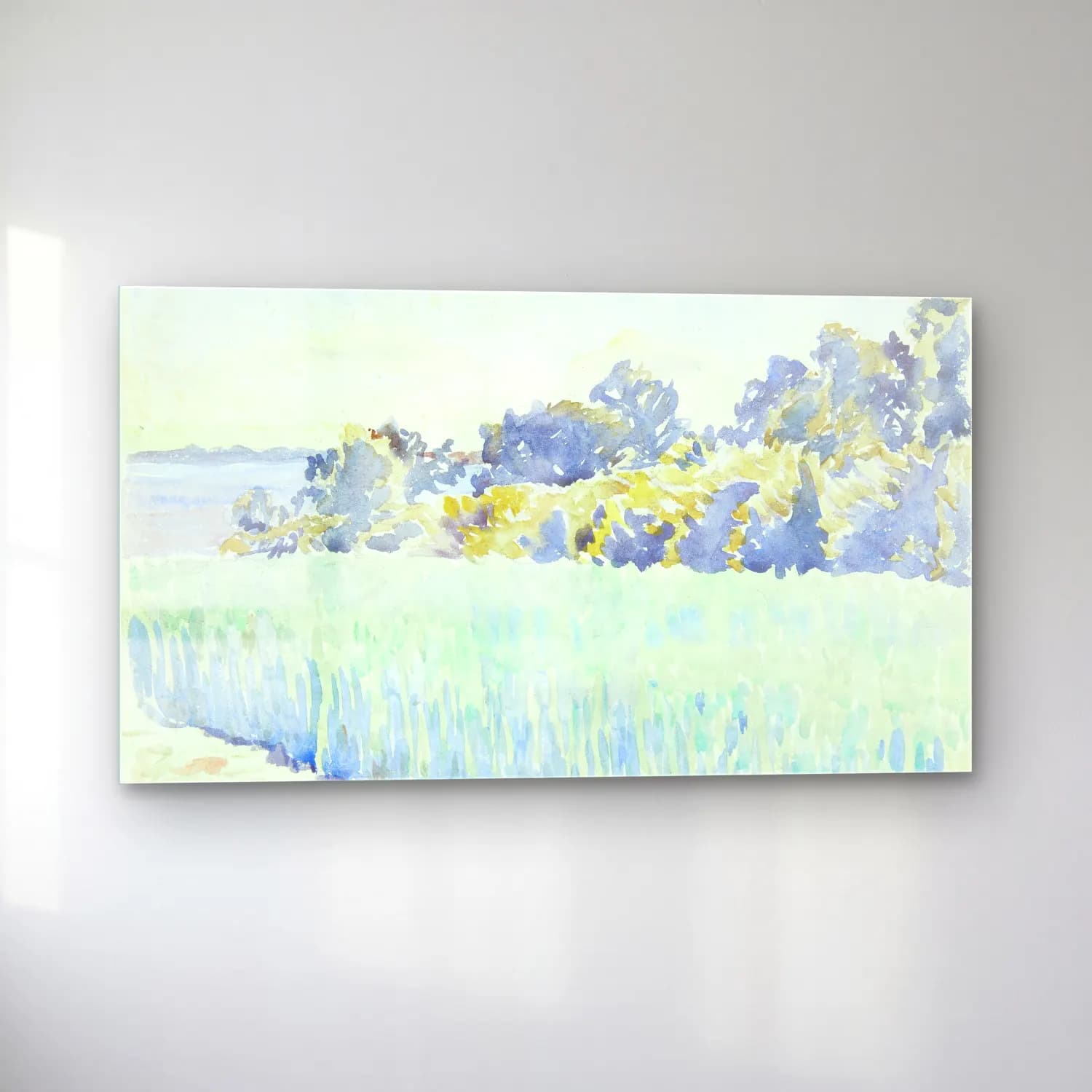 Peter Hansen – Funen landscape – Mavi Tonlar cam tablo — sol açıdan görünüm