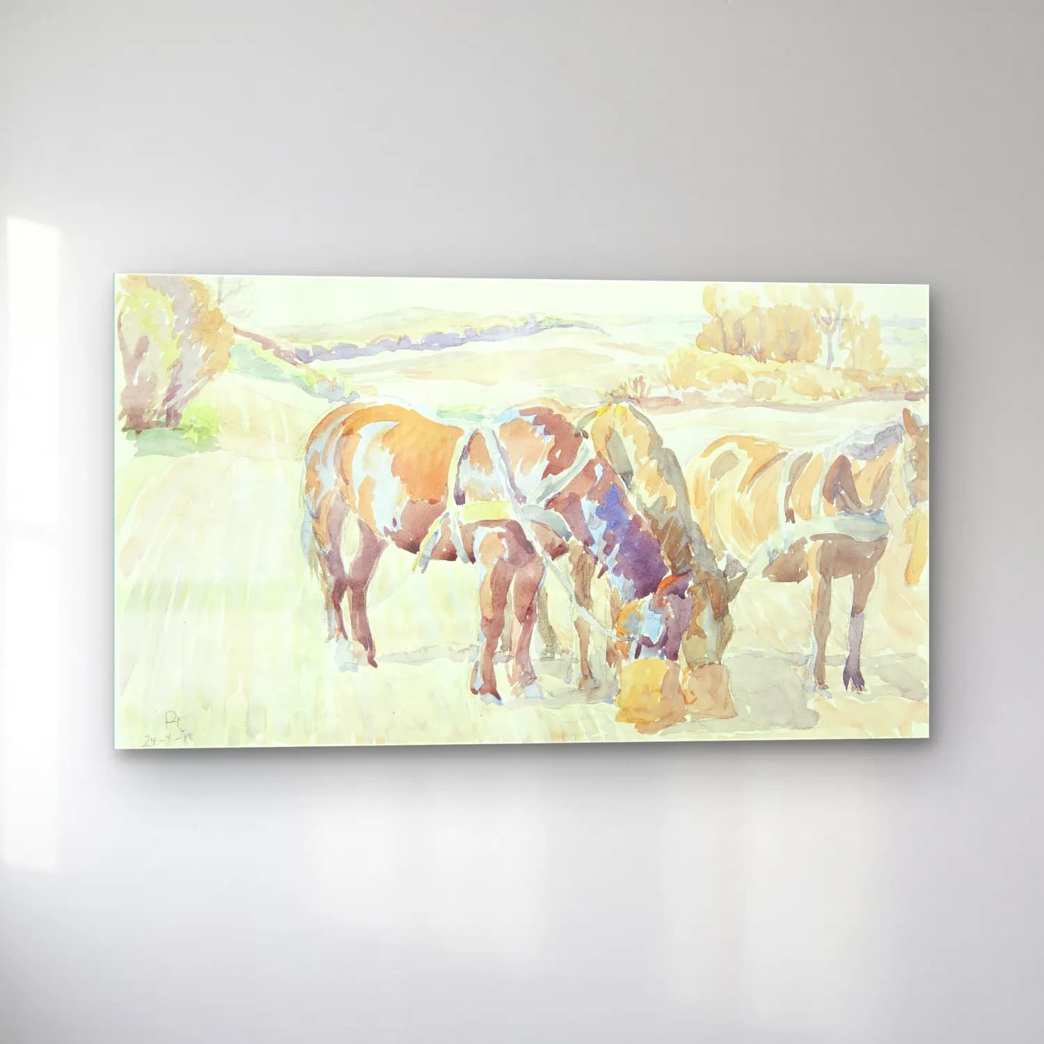 Peter Hansen – Horses in the field cam tablo — sol açıdan görünüm