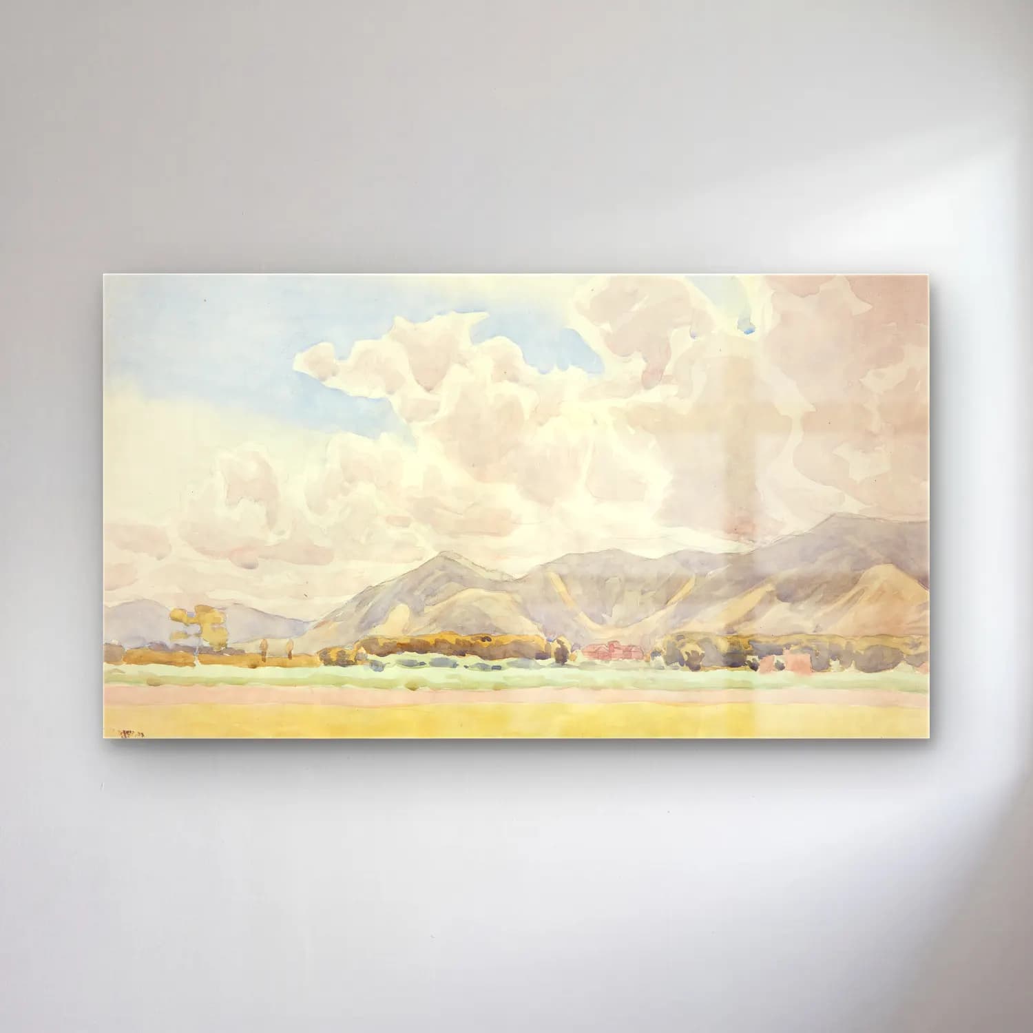 Peter Hansen – Italian landscape cam tablo — Peter Hansen – Italian landscape — suluboya dağ manzarası