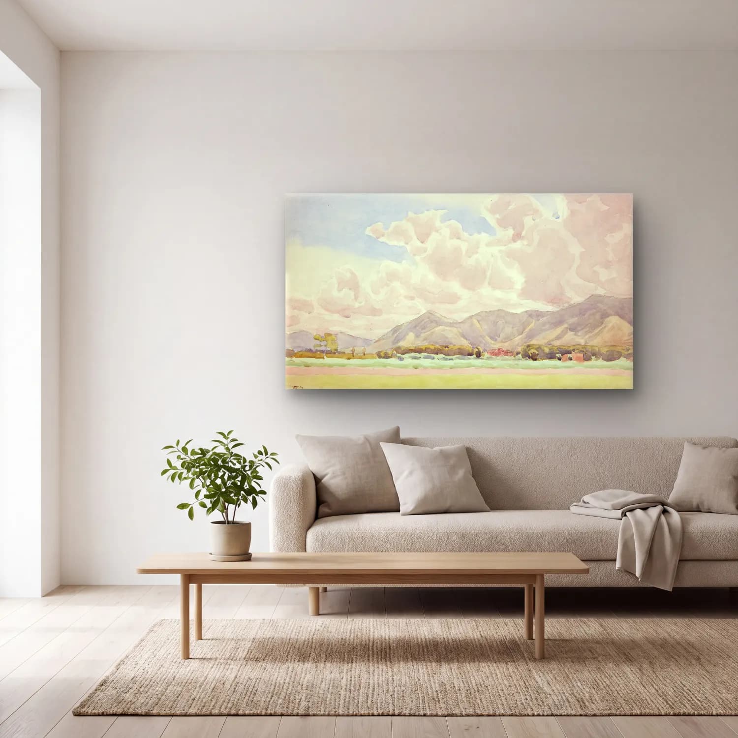 Peter Hansen – Italian landscape cam tablo — açık renk salonda