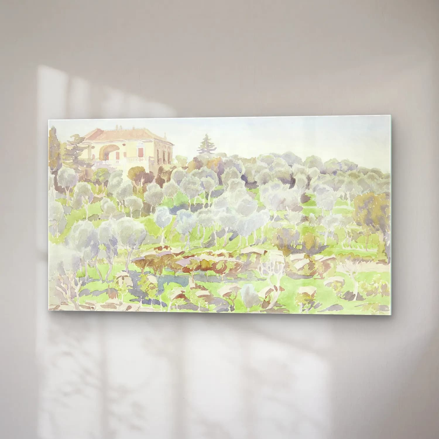 Peter Hansen – Mountainside with olive trees and a villa cam tablo — sağ açıdan görünüm