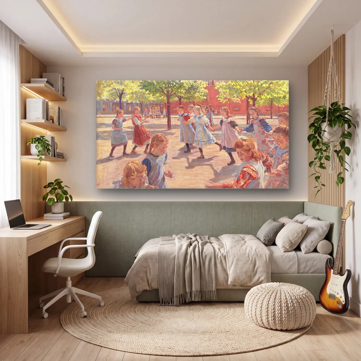 Peter Hansen – Playing Children, Meadow Square cam tablo — genç odasında