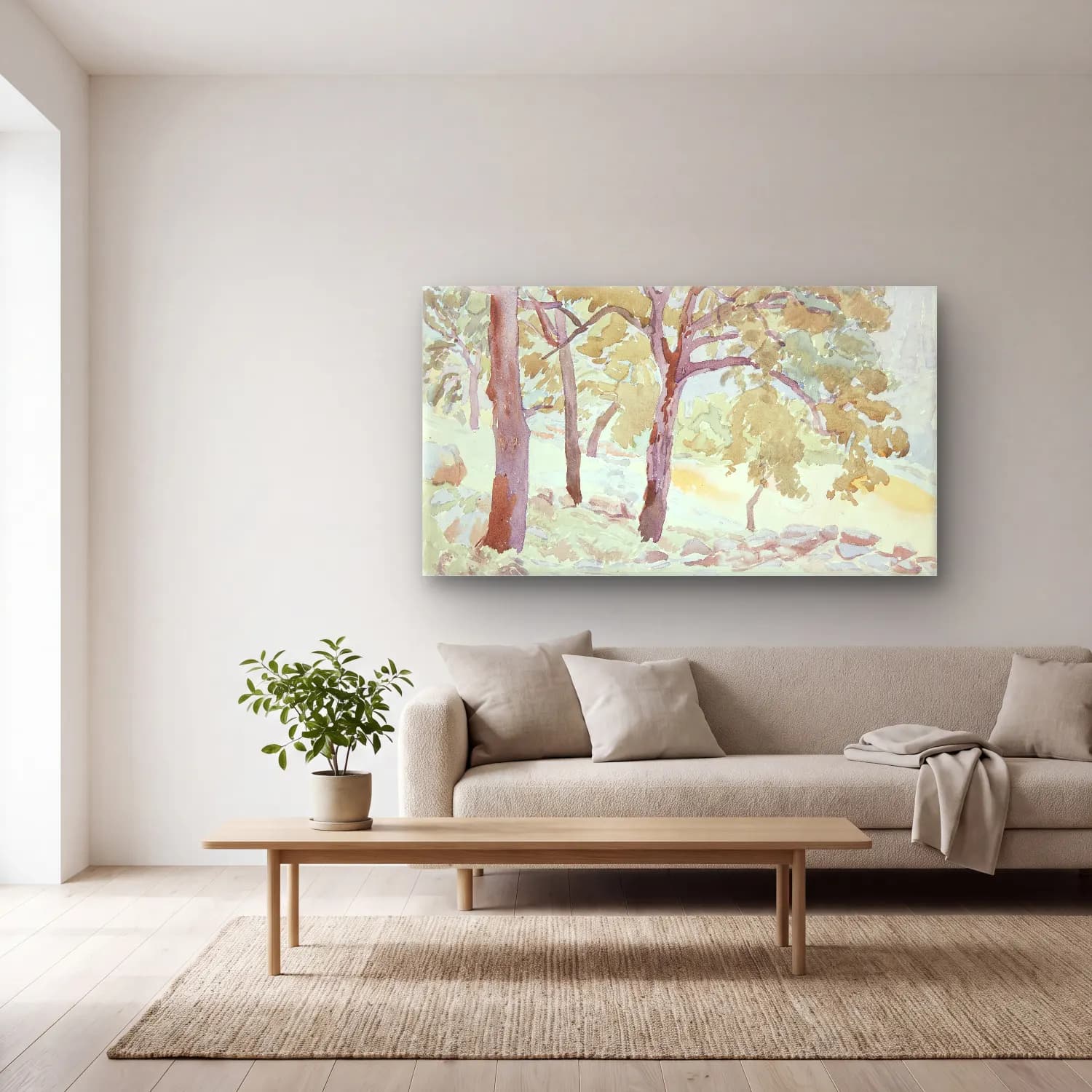 Peter Hansen – The edge of a forest cam tablo — açık renk salonda